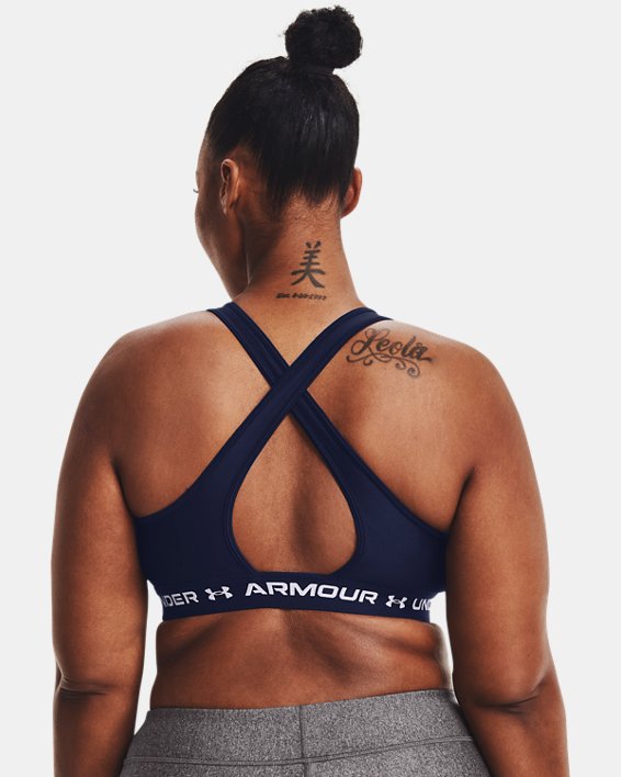 Women's Armour® Mid Crossback Sports Bra, Blue, pdpMainDesktop image number 6